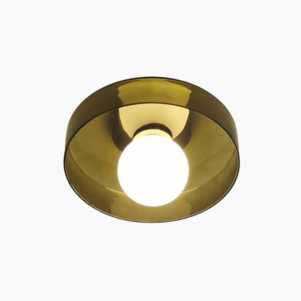 Moderne loftslampe D25/35cm med mundblæst, sandblæst, ravfarvet glasskærm og hvid, matteret diffusor | G9 LED | AC 220V-240V