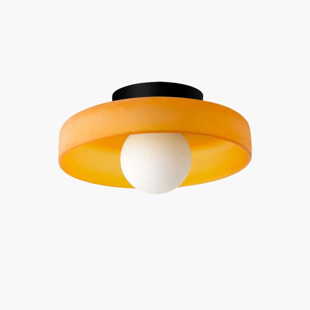 Moderne loftslampe D25/35cm med mundblæst, sandblæst, ravfarvet glasskærm og hvid, matteret diffusor | G9 LED | AC 220V-240V