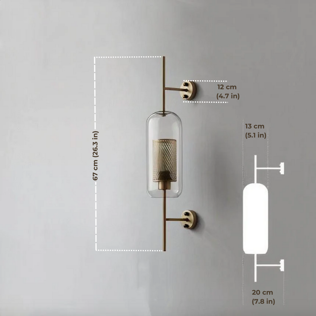 Luksuriøs Væglampe - Moderne Nordisk Design, Glas og Metal, Nem Installation