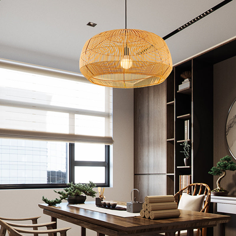Håndlavet rattan-pendel | Naturlig bambus og træ | Moderne stil | Kompatibel med LED-pære
