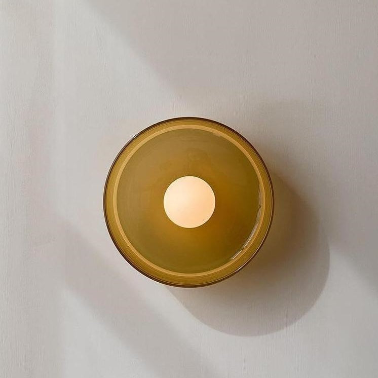 Moderne loftslampe D25/35cm med mundblæst, sandblæst, ravfarvet glasskærm og hvid, matteret diffusor | G9 LED | AC 220V-240V