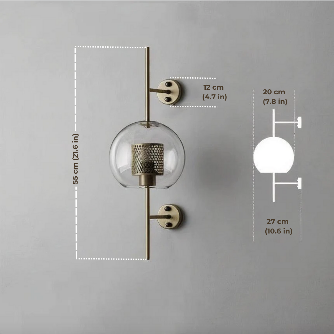 Luksuriøs Væglampe - Moderne Nordisk Design, Glas og Metal, Nem Installation