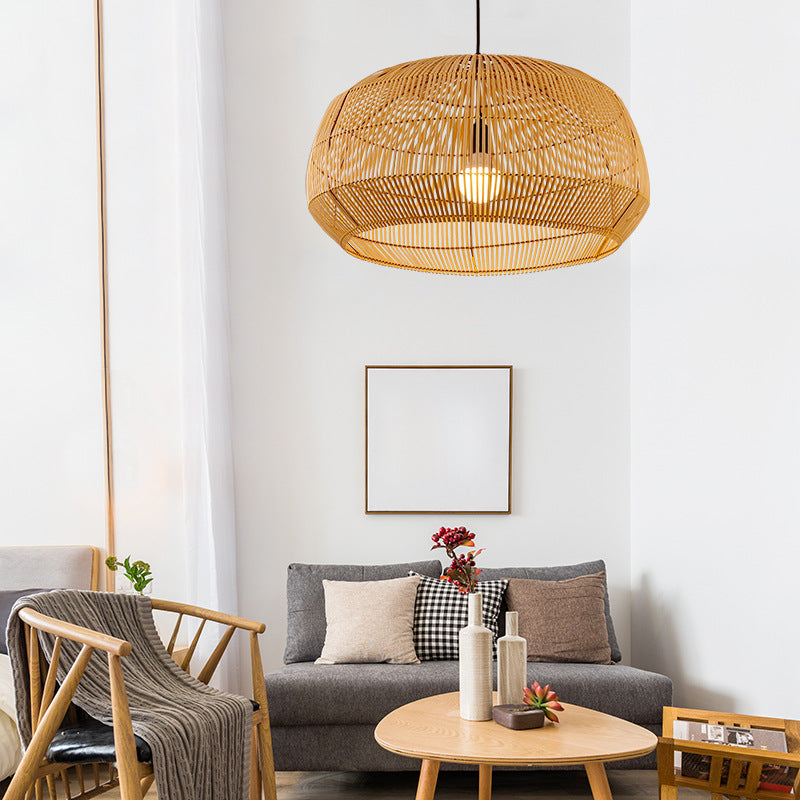 Håndlavet rattan-pendel | Naturlig bambus og træ | Moderne stil | Kompatibel med LED-pære