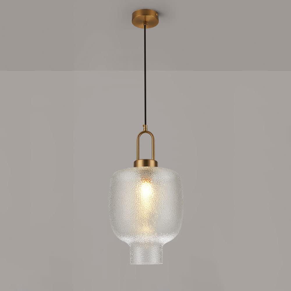 Moderne pendel i messing og glas med E27-sokkel - jernfinish, LED-kompatibel, maks. 60W, rustik stil