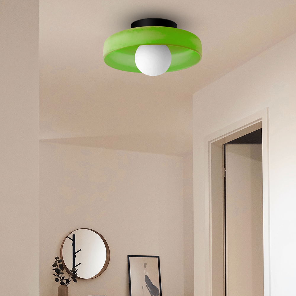 Moderne loftslampe D25/35cm med mundblæst, sandblæst, ravfarvet glasskærm og hvid, matteret diffusor | G9 LED | AC 220V-240V