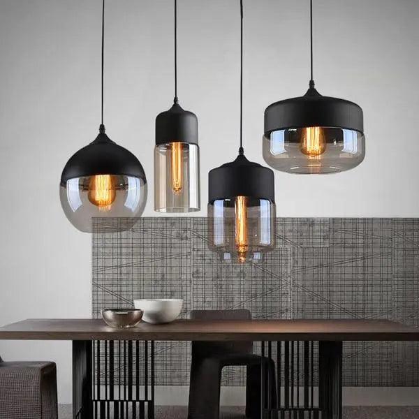 Moderne nordisk køkkenpendel - 4 former, klar glasskærm, LED, E27, 220V, metal- og trædetaljer, CCC/CE/ROHS-certificeret