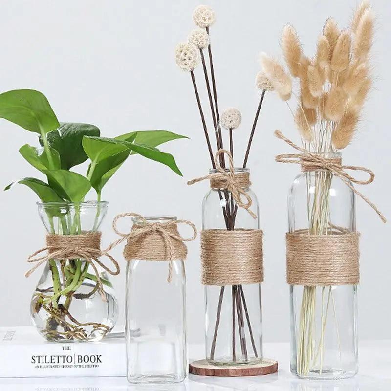 Minimalistisk glasvase, gennemsigtigt glas af høj kvalitet, perfekt til blomster og hydroponiske planter - elegant borddekoration