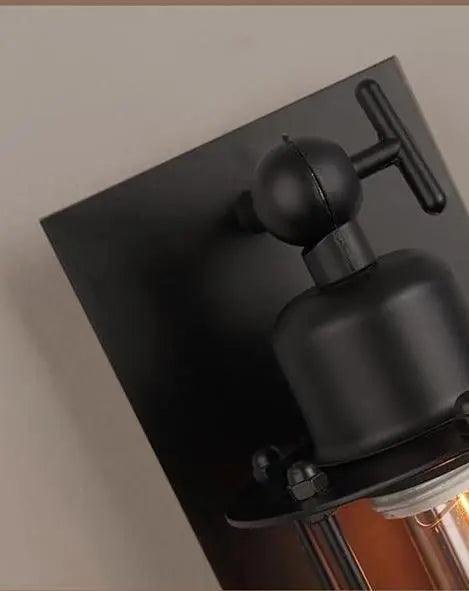 Vintage bar-væglampe - industriel stil, E27 LED-pærer, sort jern, lys op og ned