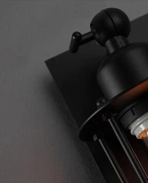 Vintage bar-væglampe - industriel stil, E27 LED-pærer, sort jern, lys op og ned