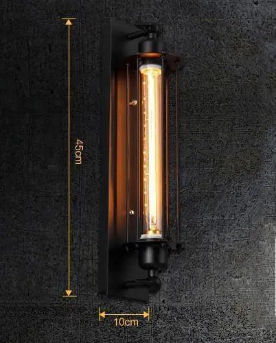 Vintage bar-væglampe - industriel stil, E27 LED-pærer, sort jern, lys op og ned