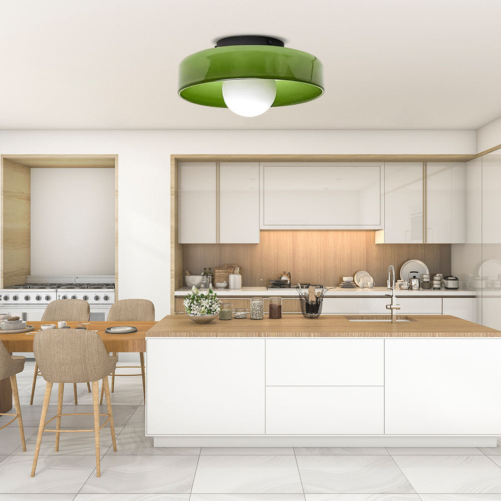 Moderne loftslampe D25/35cm med mundblæst, sandblæst, ravfarvet glasskærm og hvid, matteret diffusor | G9 LED | AC 220V-240V