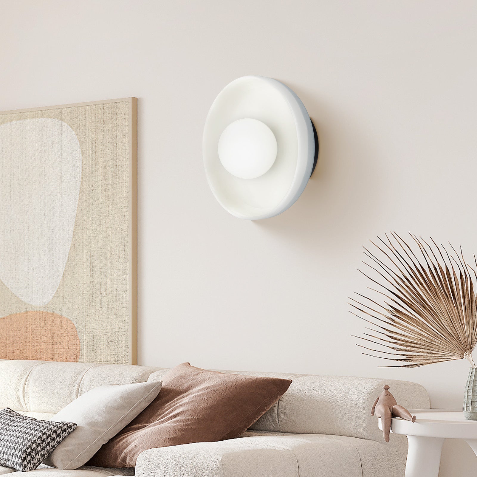 Minimalistisk blå rund keramisk væglampe D20cm H20cm | Hardwired G9-pærefod