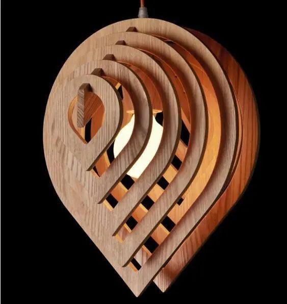 Moderne træpendel i naturligt trædesign, E27-sokkel