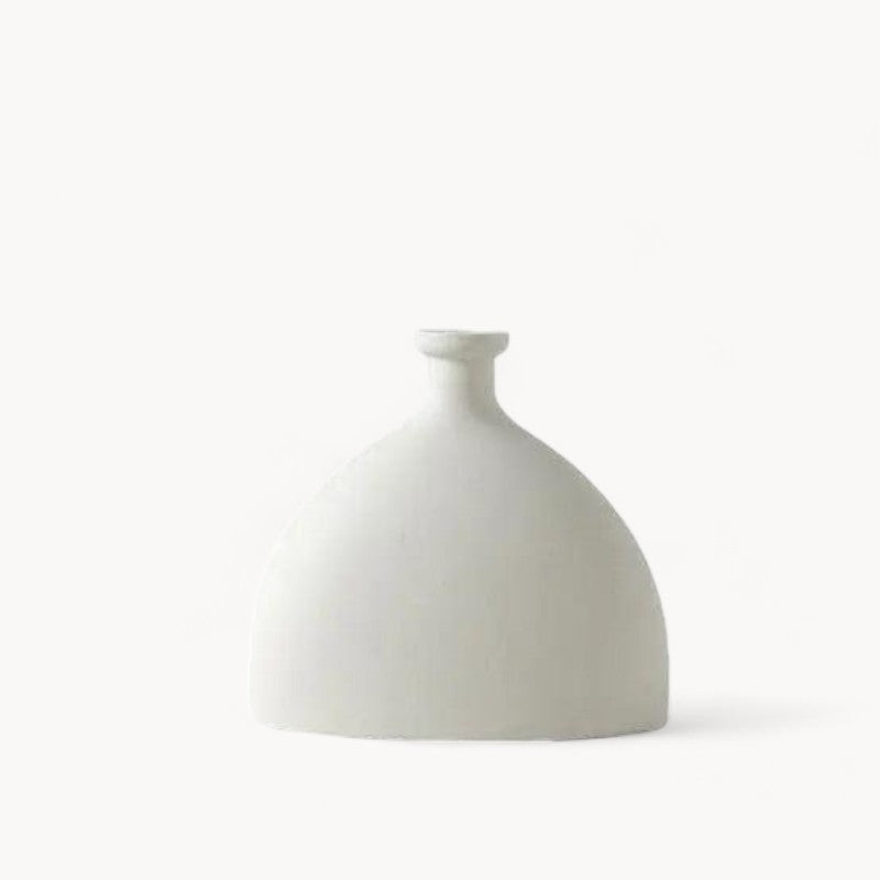 Håndlavet Hvid Keramikvase - Uglaseret, Moderne Design til Planter og Blomster