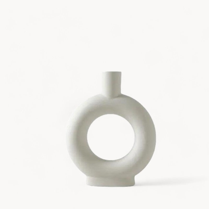 Håndlavet Hvid Keramikvase - Uglaseret, Moderne Design til Planter og Blomster