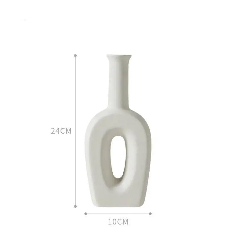Håndlavet Hvid Keramikvase - Uglaseret, Moderne Design til Planter og Blomster