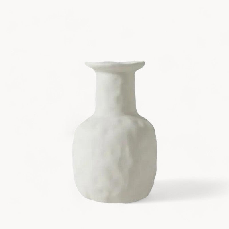 Håndlavet Hvid Keramikvase - Uglaseret, Moderne Design til Planter og Blomster