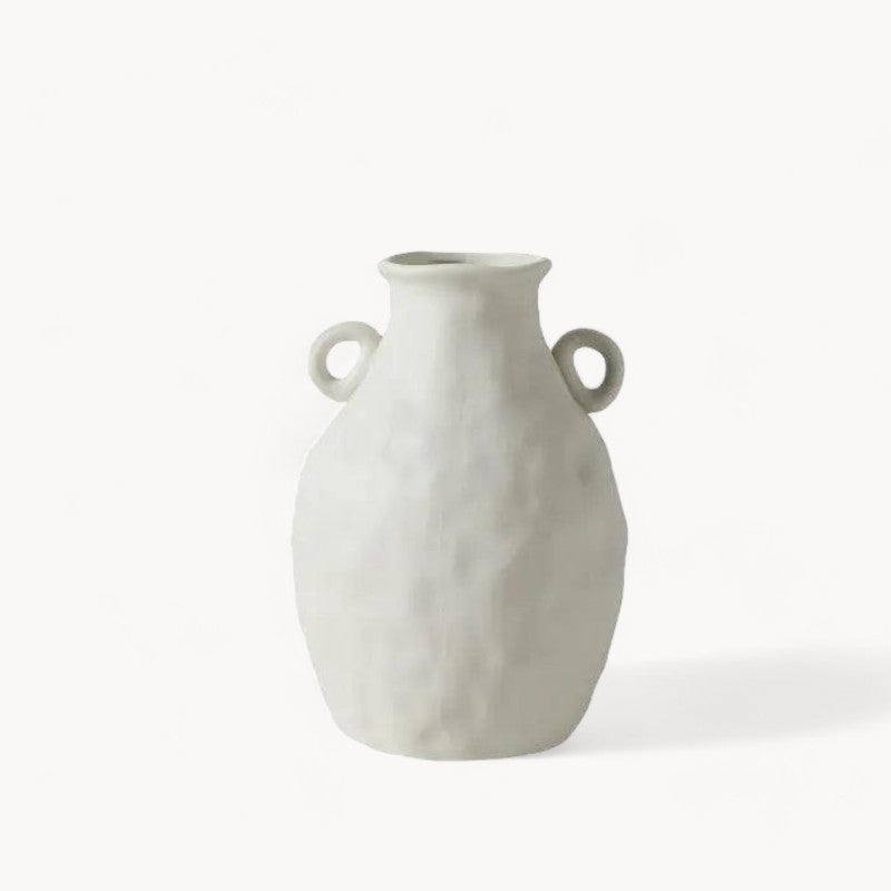 Håndlavet Hvid Keramikvase - Uglaseret, Moderne Design til Planter og Blomster