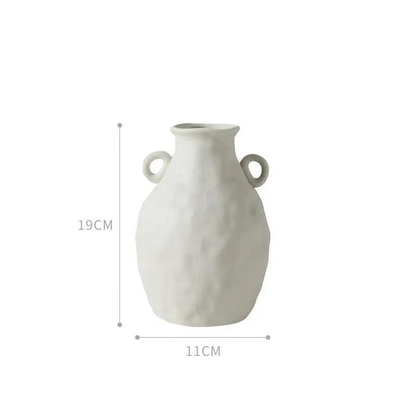 Håndlavet Hvid Keramikvase - Uglaseret, Moderne Design til Planter og Blomster