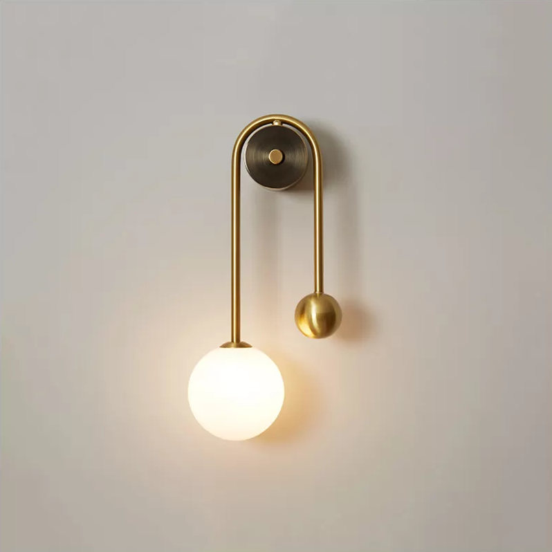 Nordic Gold Wall Sconces - Elegant guld og hvidt glas, G9 LED-lamper, børstet messing, vægmontering