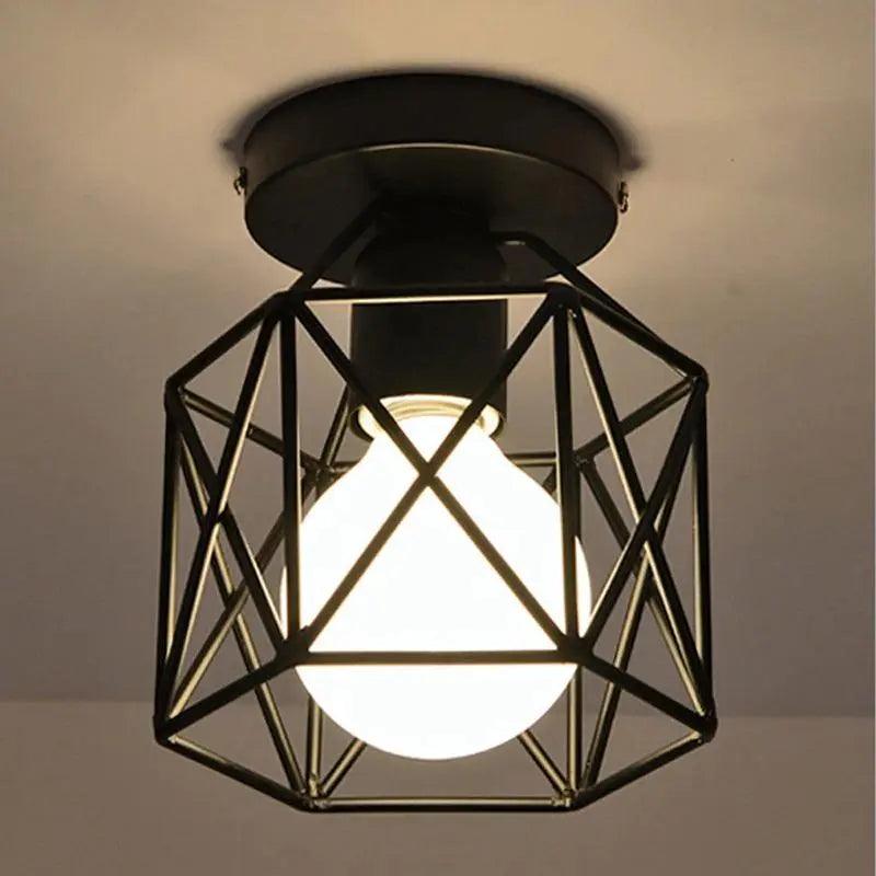 Semi Flush Mount Light - Sort burdesign, metalmateriale, E27-sokkel, LED-kompatibel, 90-260V, nem installation