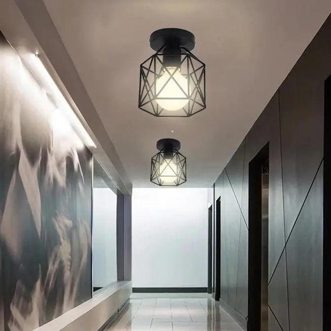 Semi Flush Mount Light - Sort burdesign, metalmateriale, E27-sokkel, LED-kompatibel, 90-260V, nem installation