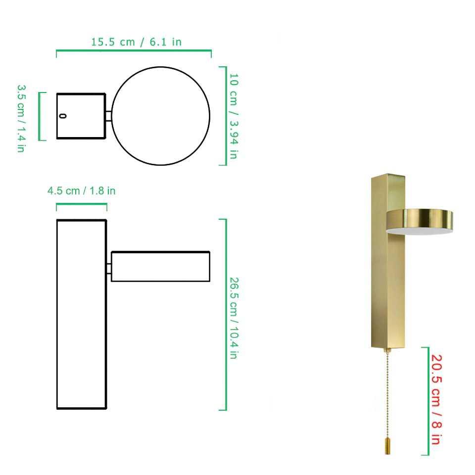 Elegant 350° drejelig væglampe - 9W LED, moderne væglampe til hjemmet - metal & akryl, DC-styret