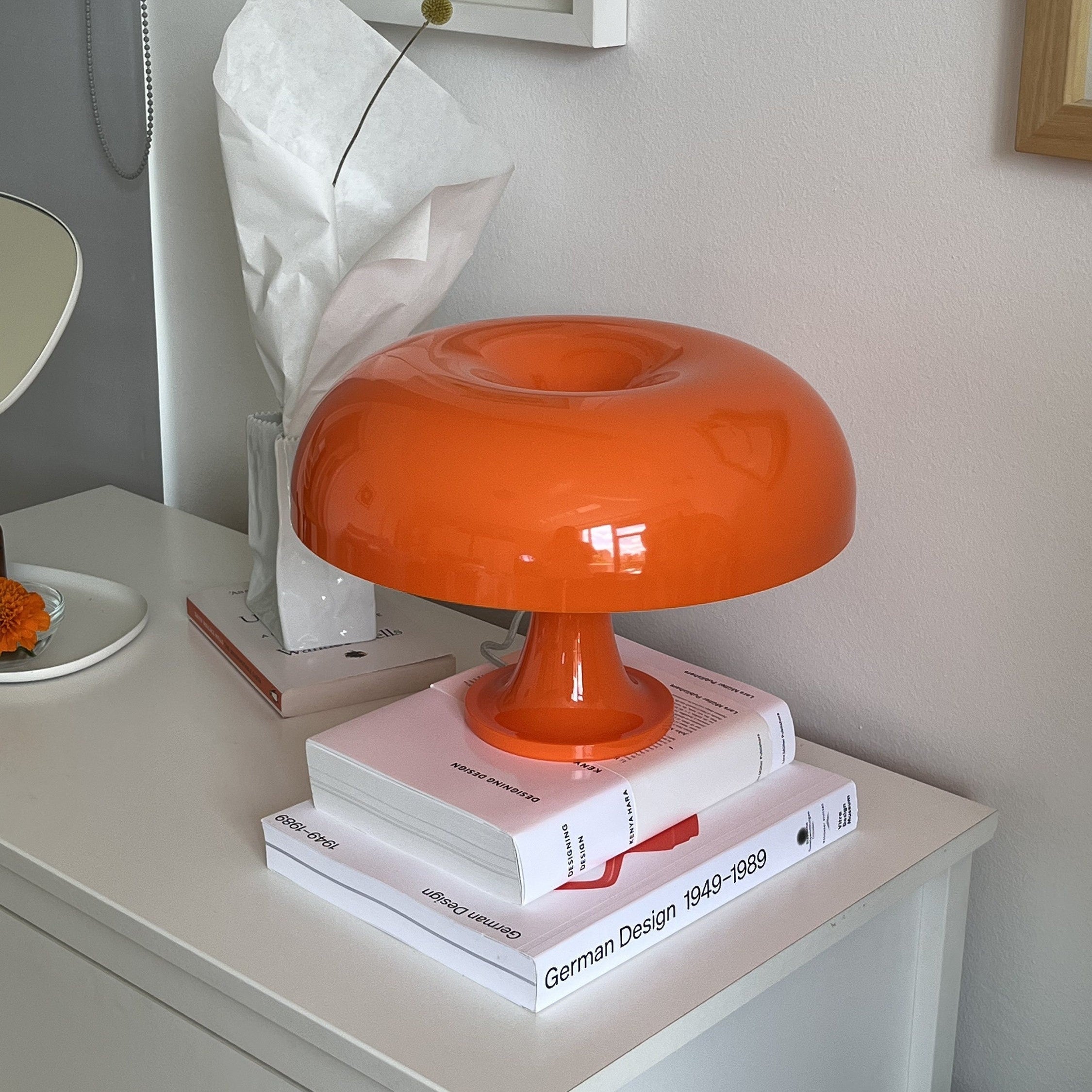 Moderne LED-bordlampe, dæmpbart svampedesign, varmt hvidt lys, 360° belysning, polykarbonat, 6W, til spisestue og boligindretning
