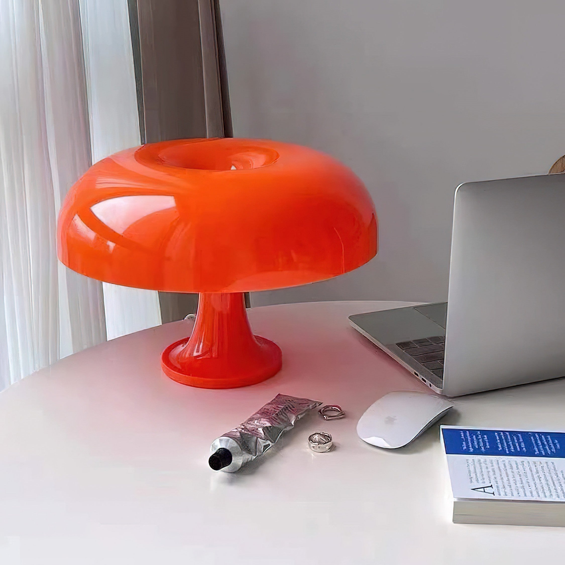 Moderne LED-bordlampe, dæmpbart svampedesign, varmt hvidt lys, 360° belysning, polykarbonat, 6W, til spisestue og boligindretning