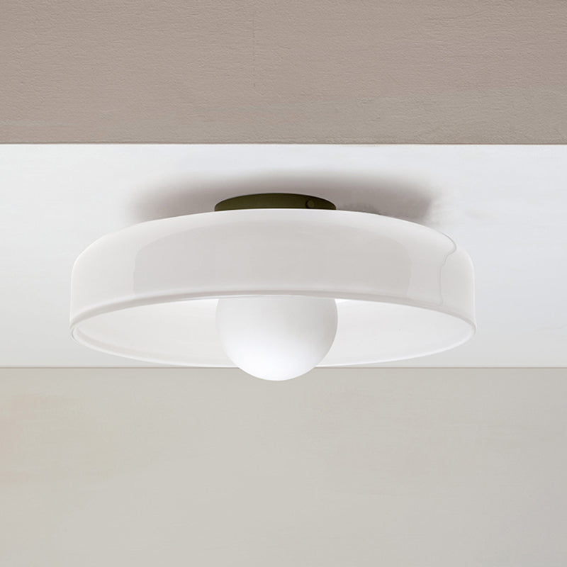 Moderne loftslampe D25/35cm med mundblæst, sandblæst, ravfarvet glasskærm og hvid, matteret diffusor | G9 LED | AC 220V-240V