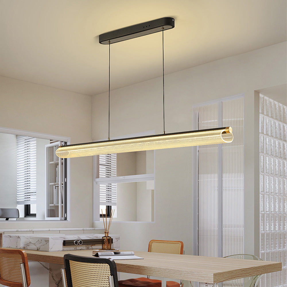 Frosted Clear LED-pendel - nordisk moderne stil, 72W, akryl & aluminium, justerbar, dæmpbar, til stue & dekoration