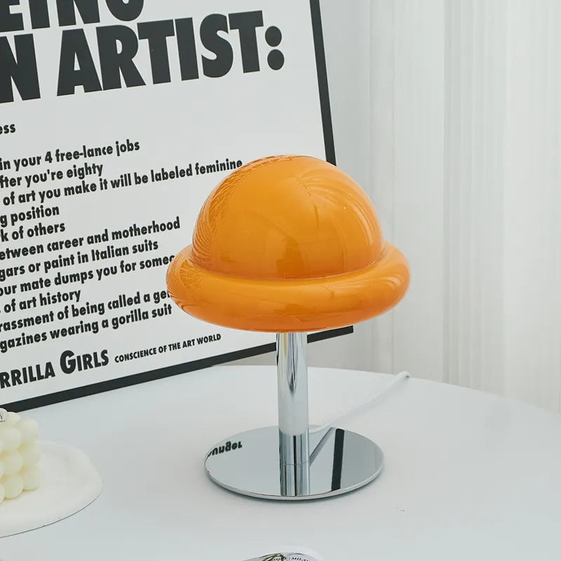 Mid Century Modern Mushroom bordlampe | LED, flerfarvet, glassten, tænd/sluk-kontakt, UL-certificeret