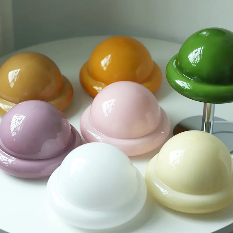 Mid Century Modern Mushroom bordlampe | LED, flerfarvet, glassten, tænd/sluk-kontakt, UL-certificeret