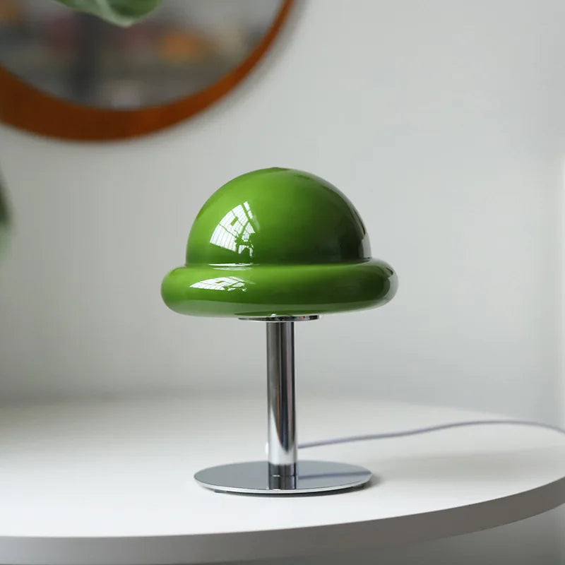 Mid Century Modern Mushroom bordlampe | LED, flerfarvet, glassten, tænd/sluk-kontakt, UL-certificeret