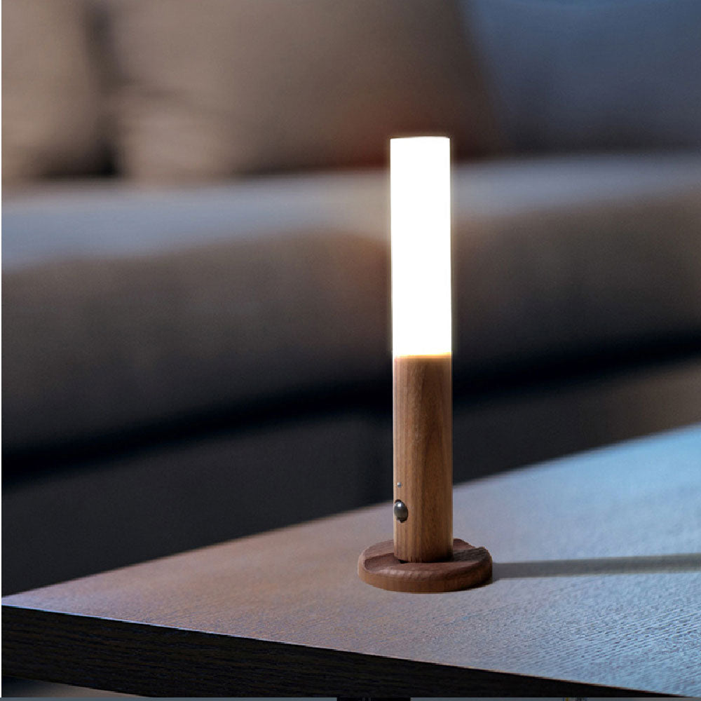 Moderne bevægelsessensorlampe LightFlow | LED, varm hvid, træ, genopladelig via USB