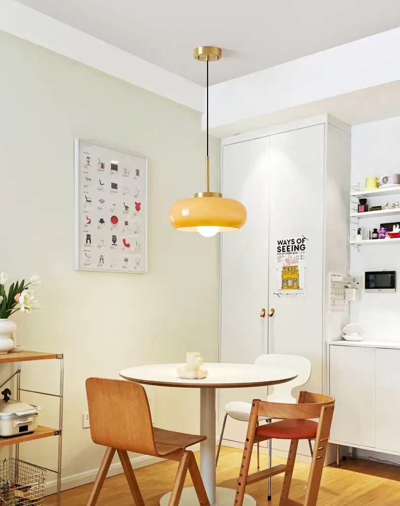 Elegant pendellampe i glas og kobber | E27-pære | Nordisk Moderne