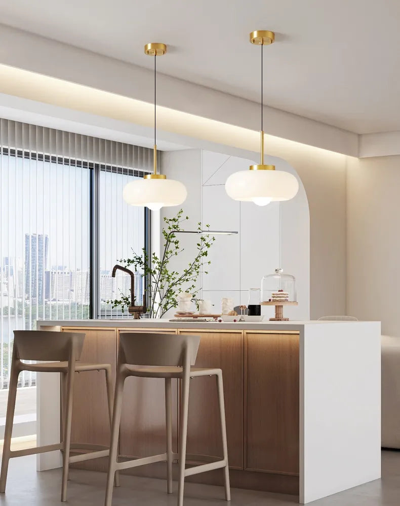 Elegant pendellampe i glas og kobber | E27-pære | Nordisk Moderne