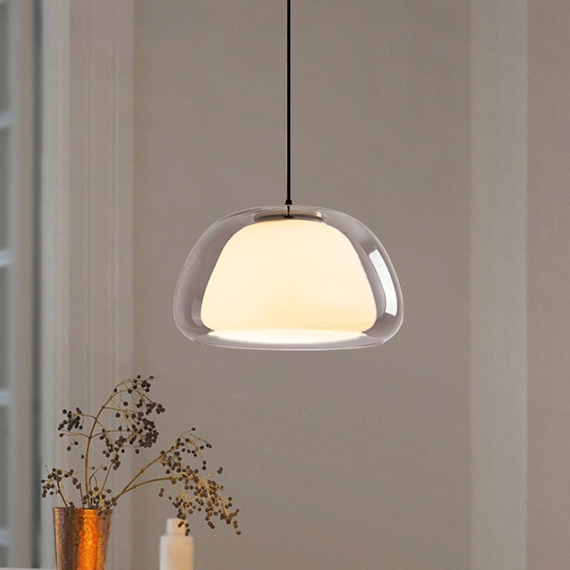 Gelé-Kugle Pendel - Glaskuppel, E27 Sokkel, Justerbar 120cm, Uden Pærer