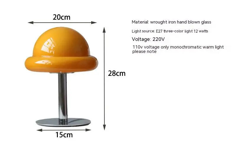 Mid Century Modern Mushroom bordlampe | LED, flerfarvet, glassten, tænd/sluk-kontakt, UL-certificeret