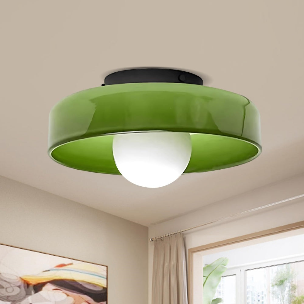Moderne loftslampe D25/35cm med mundblæst, sandblæst, ravfarvet glasskærm og hvid, matteret diffusor | G9 LED | AC 220V-240V