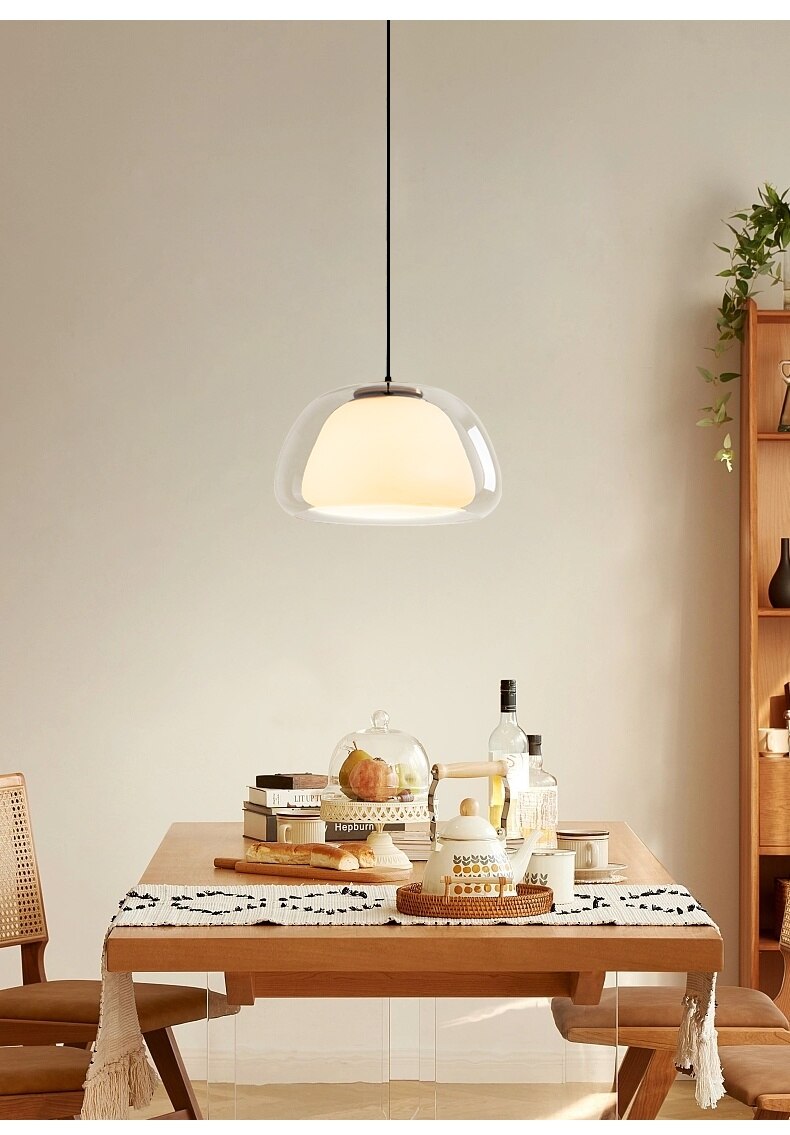 Gelé-Kugle Pendel - Glaskuppel, E27 Sokkel, Justerbar 120cm, Uden Pærer