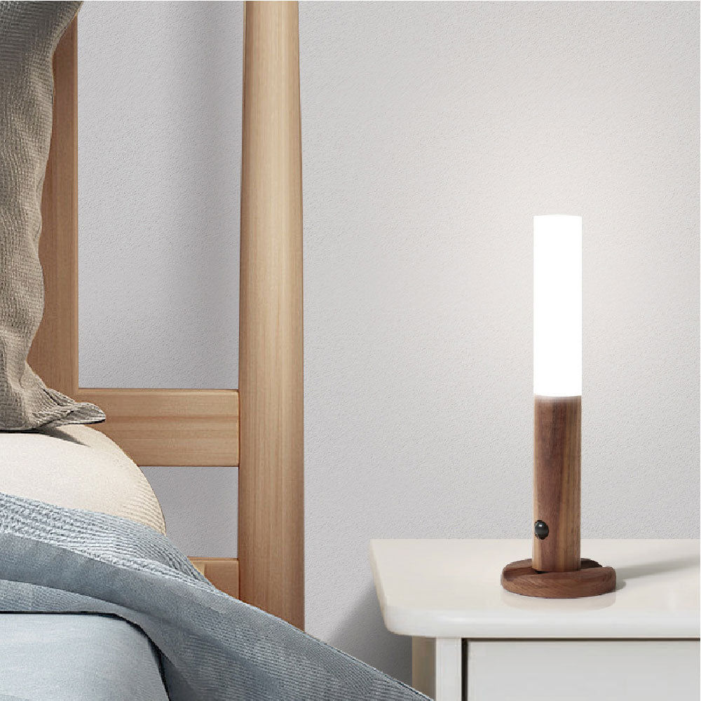 Moderne bevægelsessensorlampe LightFlow | LED, varm hvid, træ, genopladelig via USB