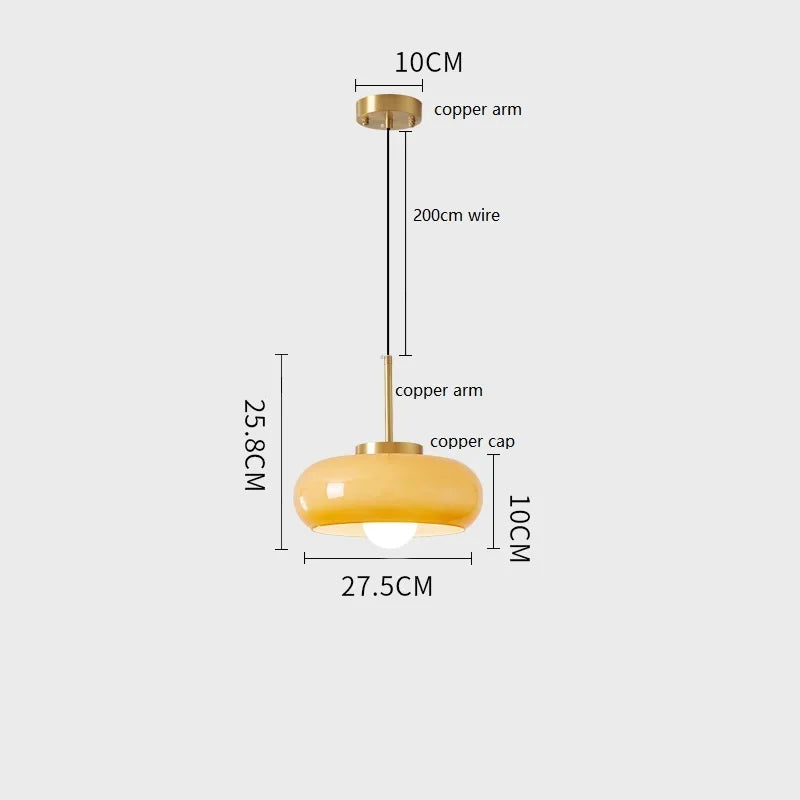 Elegant pendellampe i glas og kobber | E27-pære | Nordisk Moderne