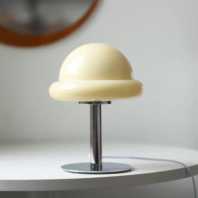 Mid Century Modern Mushroom bordlampe | LED, flerfarvet, glassten, tænd/sluk-kontakt, UL-certificeret