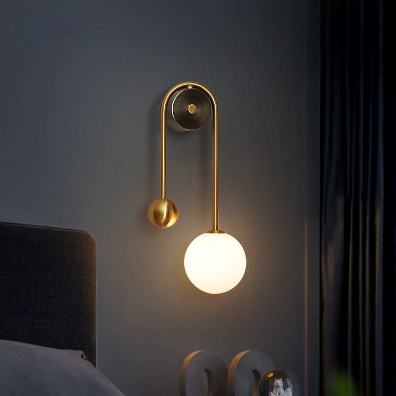 Nordic Gold Wall Sconces - Elegant guld og hvidt glas, G9 LED-lamper, børstet messing, vægmontering