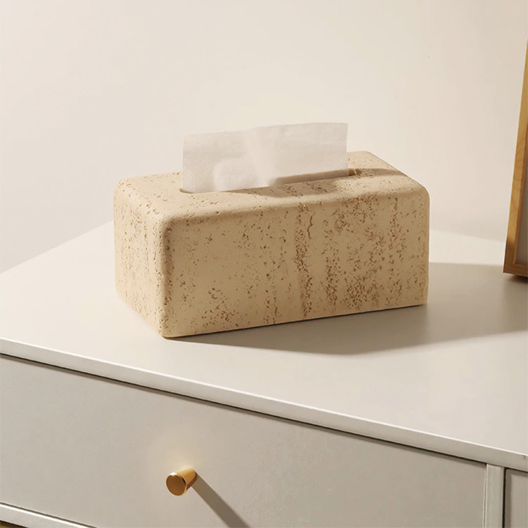 Tissue box i naturlig travertin