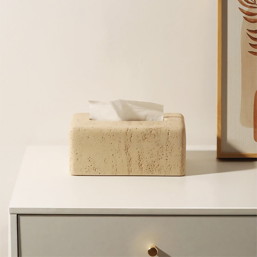 Tissue box i naturlig travertin