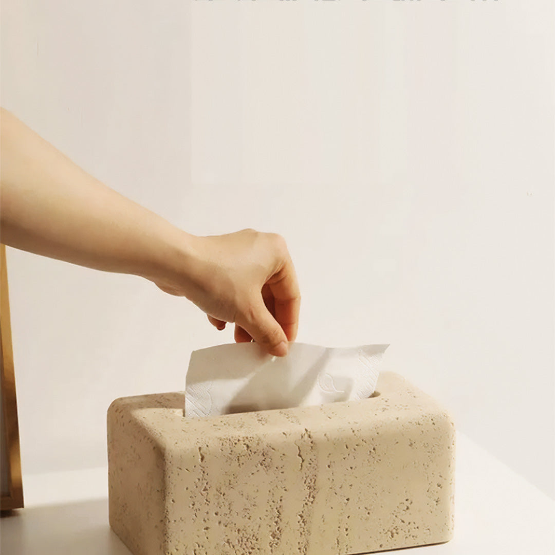 Tissue box i naturlig travertin