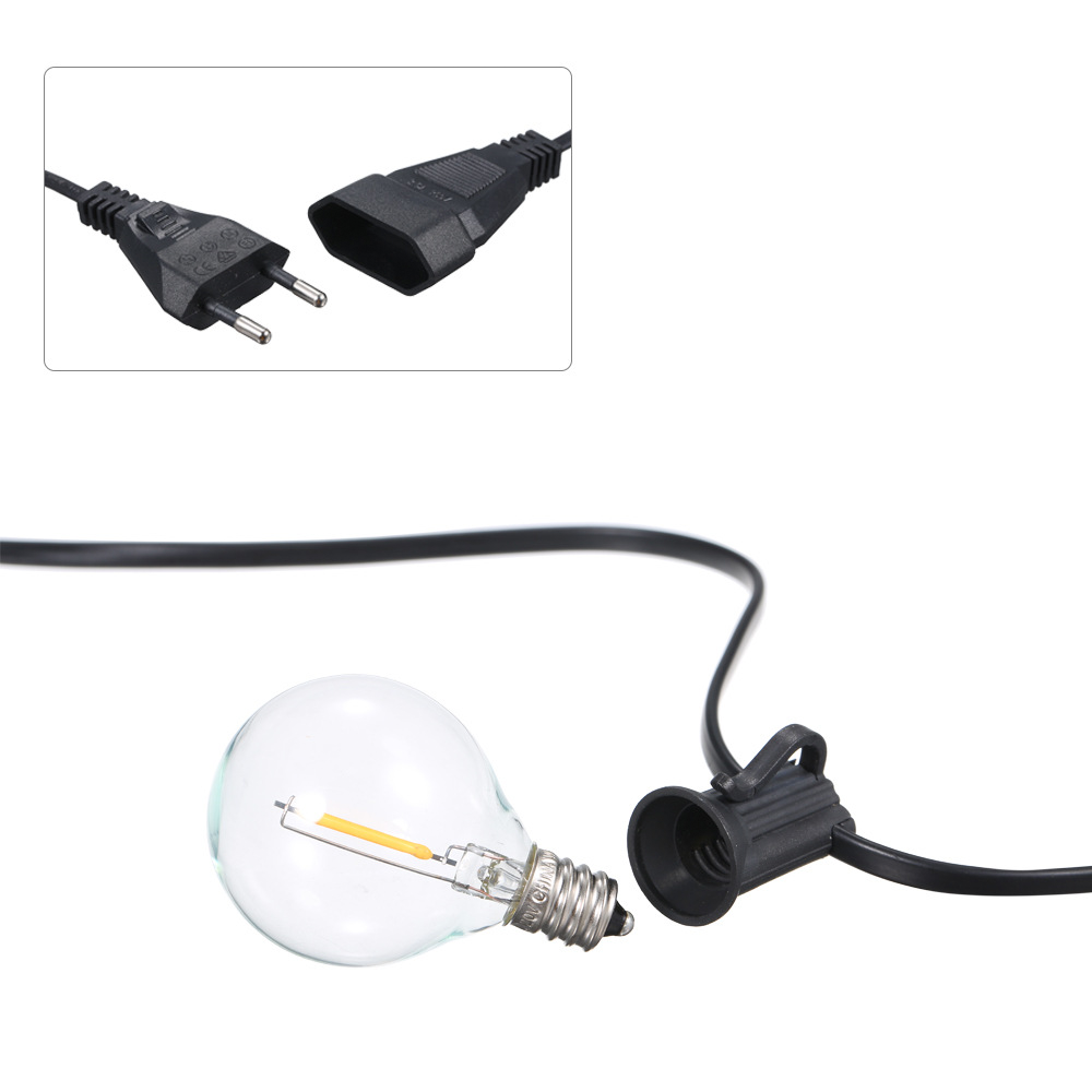 Lyskæde udendørs, Vandtæt LED-lyskæde til have og veranda - varm hvid (2700K), dæmpbar, kan forbindes op til 150 m, 30.000 timer, 220V, 0,6W, reservepærer medfølger