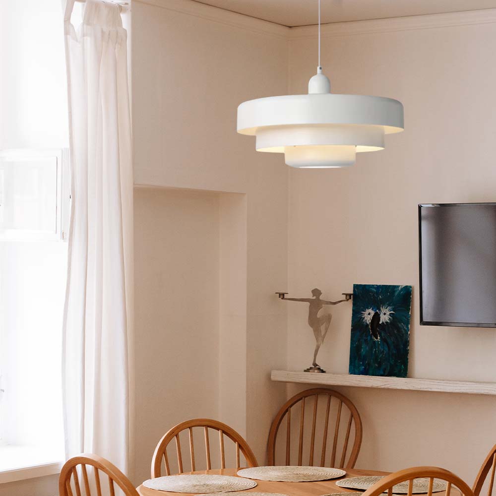 Pendellampe - Mid-Century Modern Jernskærm, Sort & Guld Finish, E27